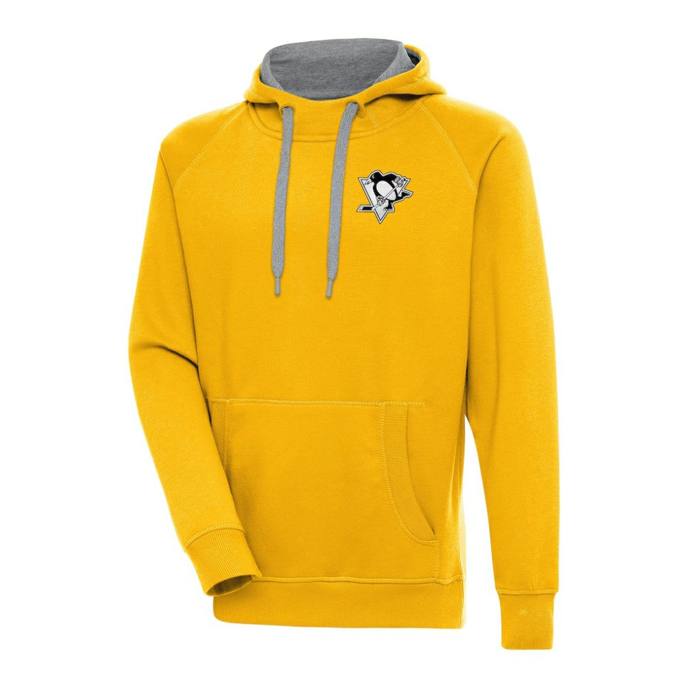 Pittsburgh Penguins Antigua Metallic Logo Victory Pullover Hoodie - Gold - NHL 200544262