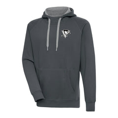 Pittsburgh Penguins Antigua Metallic Logo Victory Pullover Hoodie - Charcoal - NHL 200544264