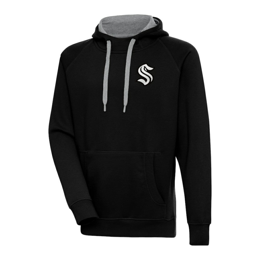 Seattle Kraken Antigua Metallic Logo Victory Pullover Hoodie - Black - NHL 200544270