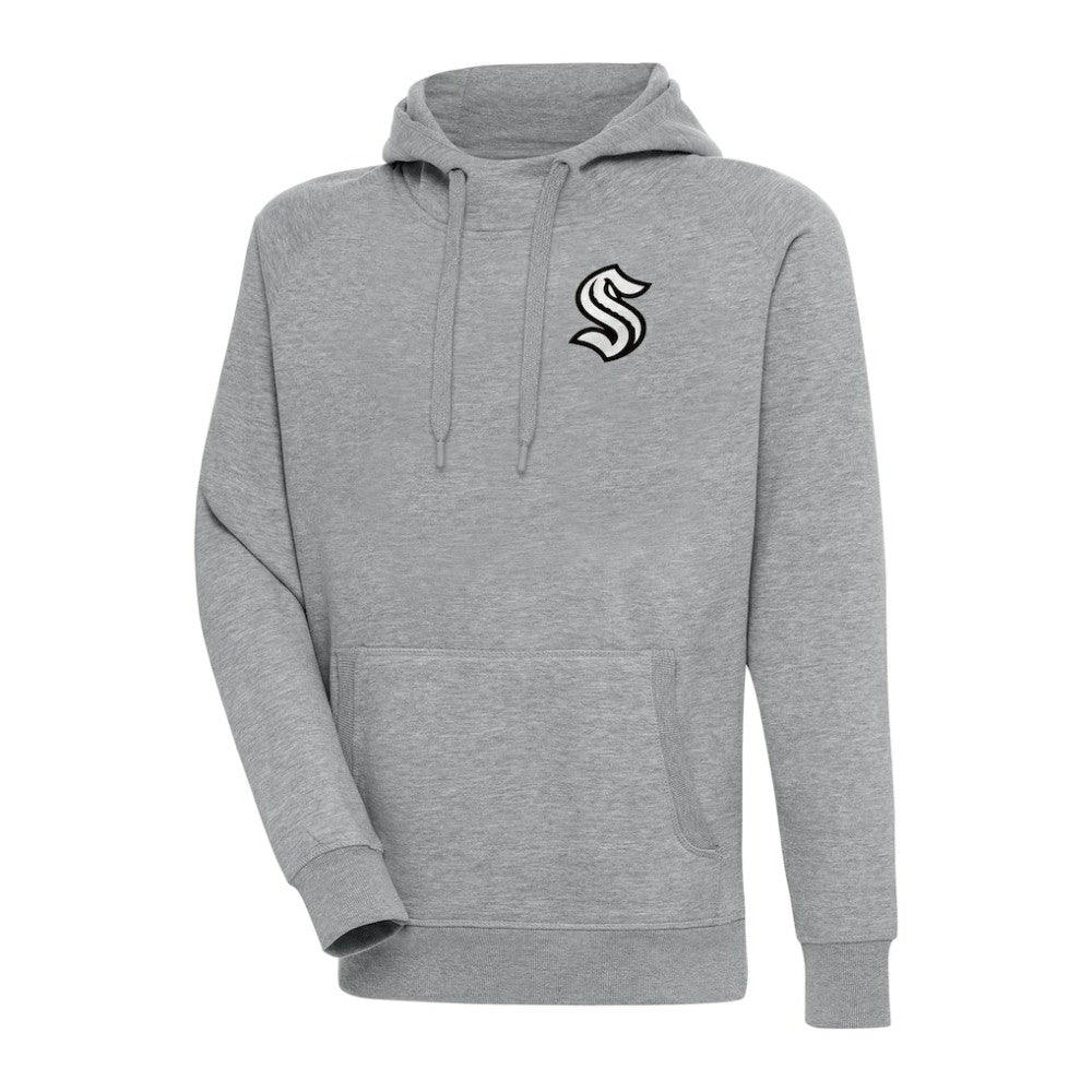 Seattle Kraken Antigua Metallic Logo Victory Pullover Hoodie - Heather Gray - NHL 200544272
