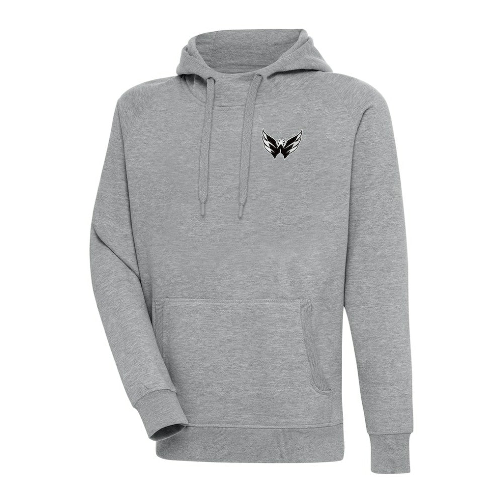 Washington Capitals Antigua Metallic Logo Victory Pullover Hoodie - Heather Gray - NHL 200544290