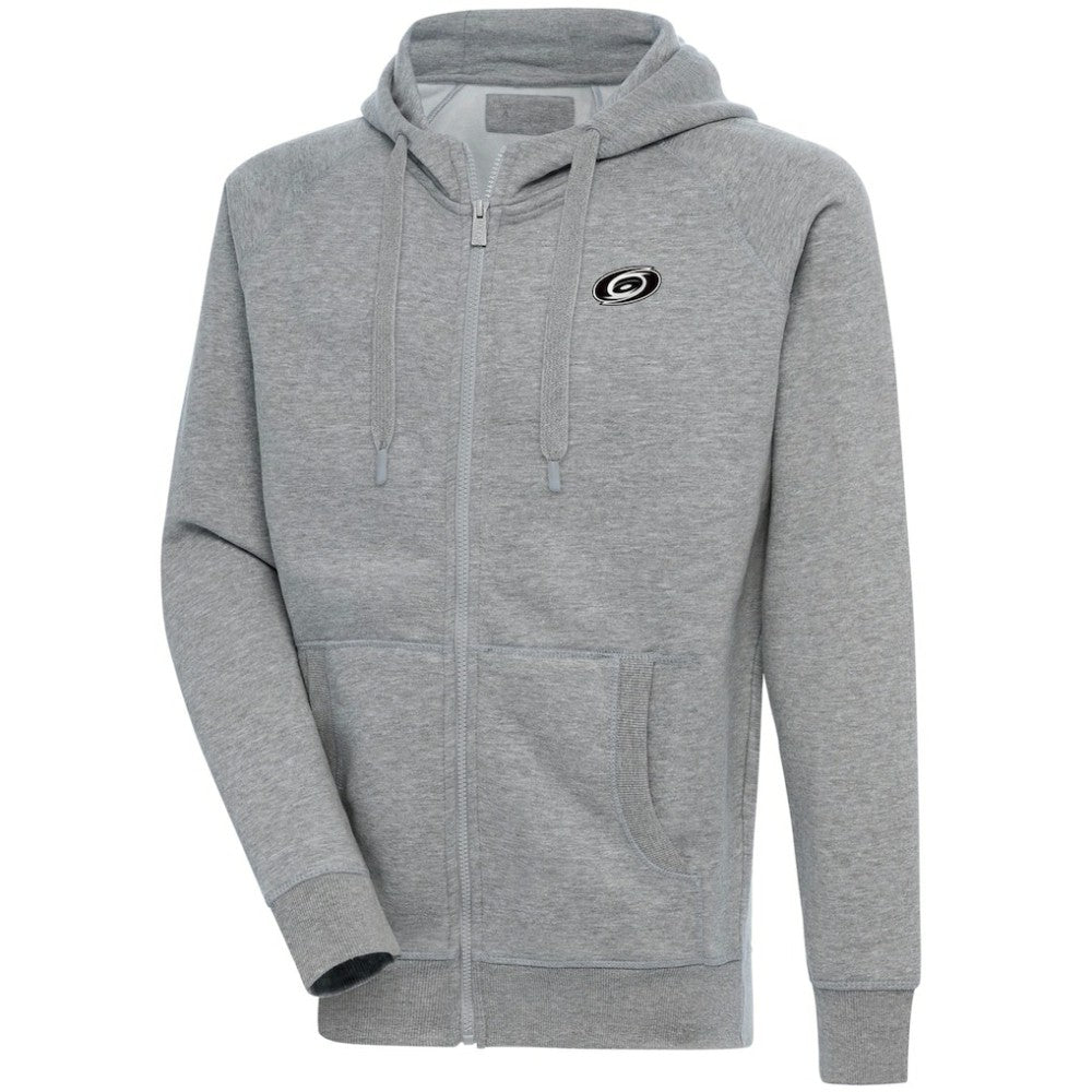 Carolina Hurricanes Antigua Metallic Logo Victory Full-Zip Hoodie - Heather Gray - NHL 200544444