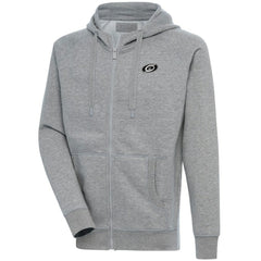 Carolina Hurricanes Antigua Metallic Logo Victory Full-Zip Hoodie - Heather Gray - NHL 200544444