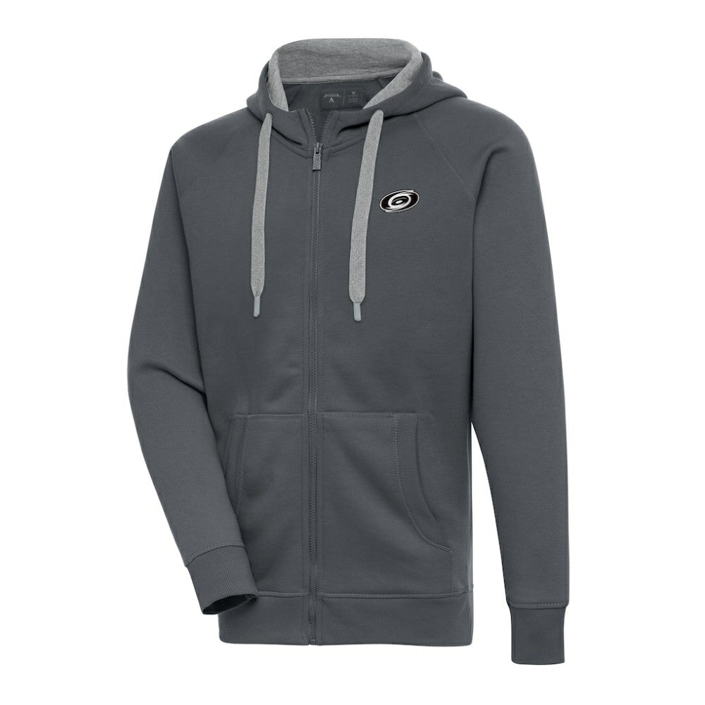 Carolina Hurricanes Antigua Metallic Logo Victory Full-Zip Hoodie - Charcoal - NHL 200544446