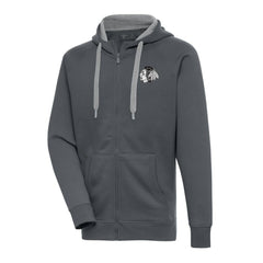 Chicago Blackhawks Antigua Metallic Logo Victory Full-Zip Hoodie - Charcoal - NHL 200544451