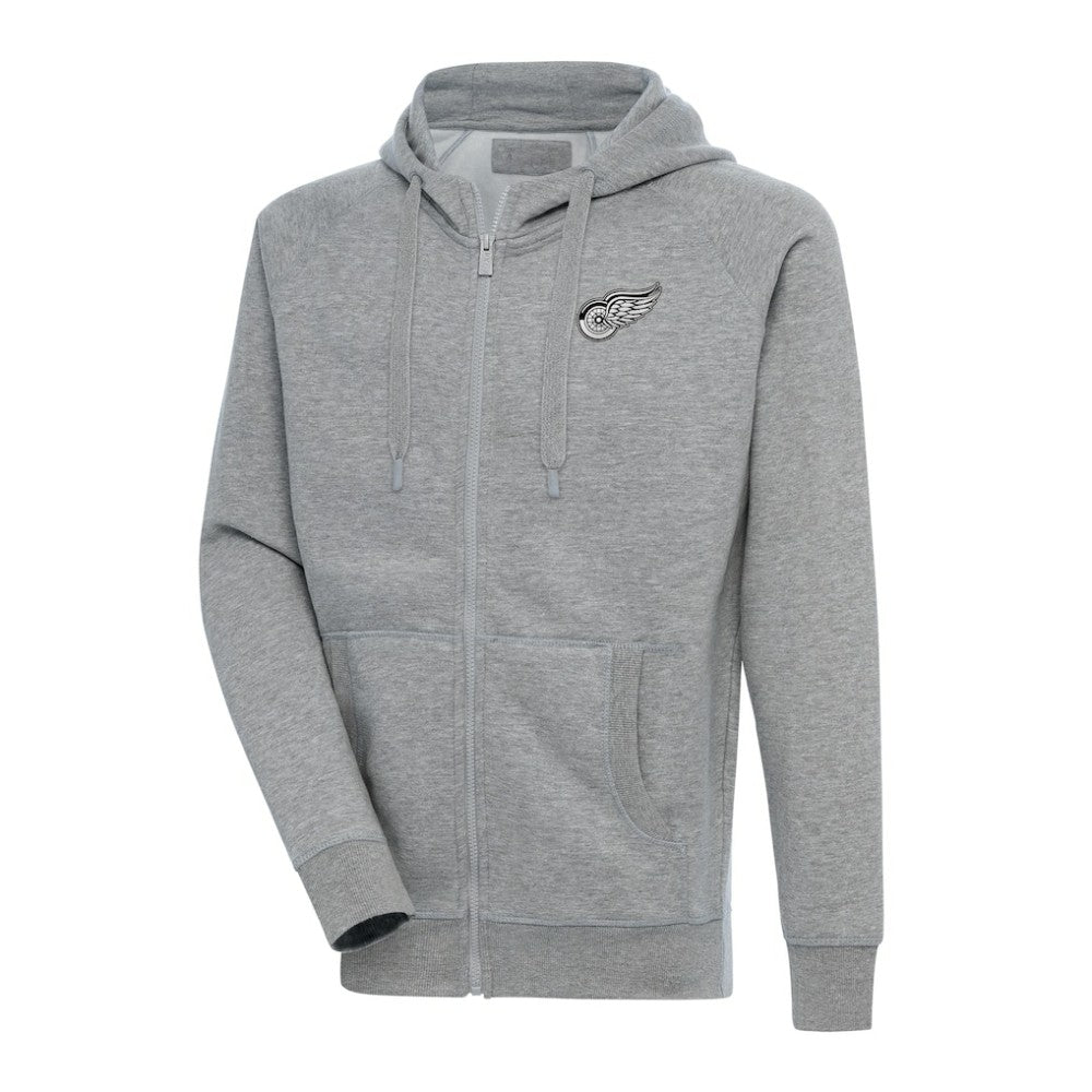 Detroit Red Wings Antigua Metallic Logo Victory Full-Zip Hoodie - Heather Gray - NHL 200544464
