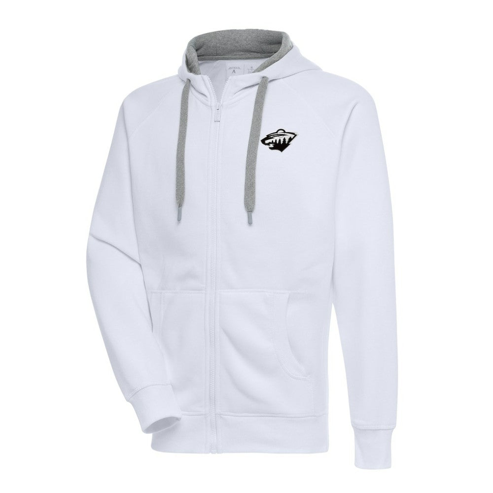 Minnesota Wild Antigua Metallic Logo Victory Full-Zip Hoodie - White - NHL 200544467