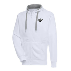 Minnesota Wild Antigua Metallic Logo Victory Full-Zip Hoodie - White - NHL 200544467