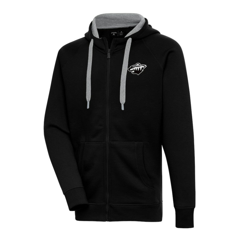Minnesota Wild Antigua Metallic Logo Victory Full-Zip Hoodie - Black - NHL 200544468