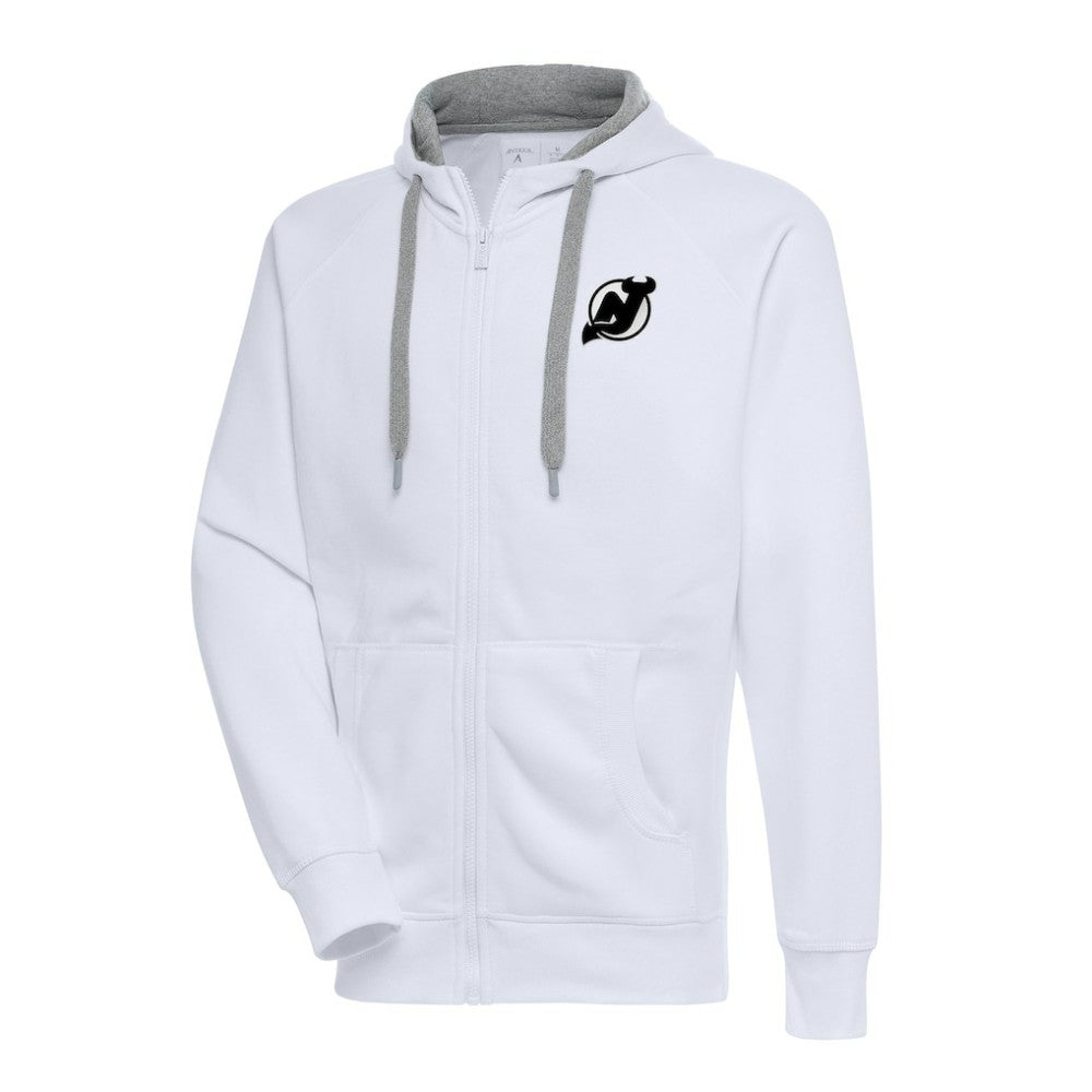 New Jersey Devils Antigua Metallic Logo Victory Full-Zip Hoodie - White - NHL 200544472