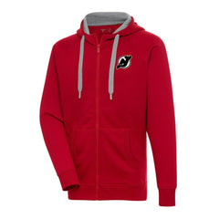 New Jersey Devils Antigua Metallic Logo Victory Full-Zip Hoodie - Red - NHL 200544475