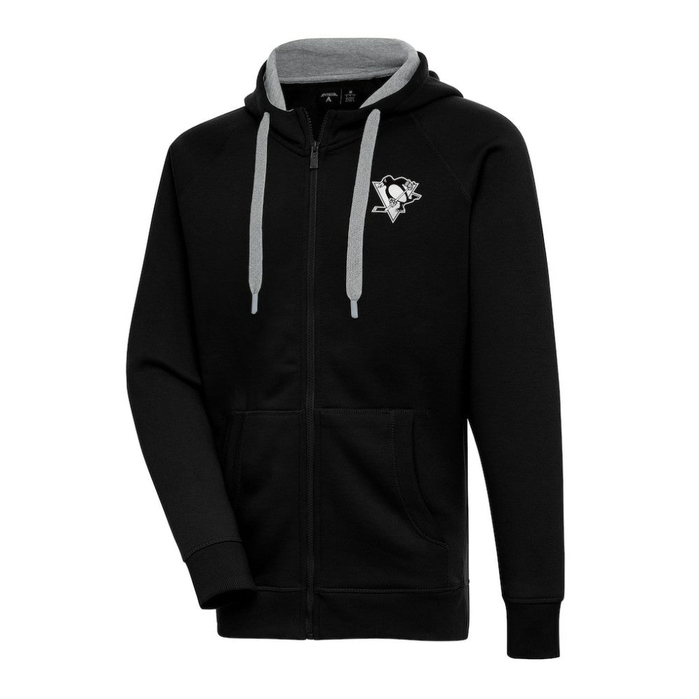 Pittsburgh Penguins Antigua Metallic Logo Victory Full-Zip Hoodie - Black - NHL 200544488