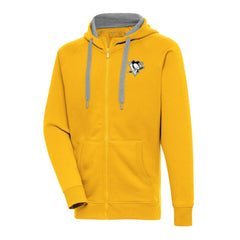 Pittsburgh Penguins Antigua Metallic Logo Victory Full-Zip Hoodie - Gold - NHL 200544490