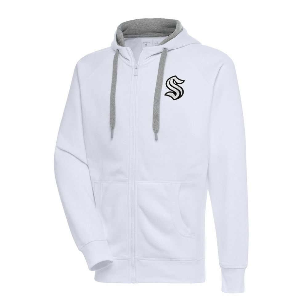 Seattle Kraken Antigua Metallic Logo Victory Full-Zip Hoodie - White - NHL 200544492