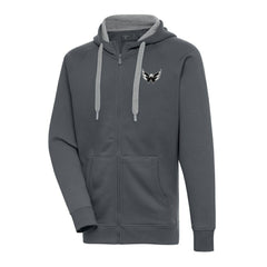 Washington Capitals Antigua Metallic Logo Victory Full-Zip Hoodie - Charcoal - NHL 200544515