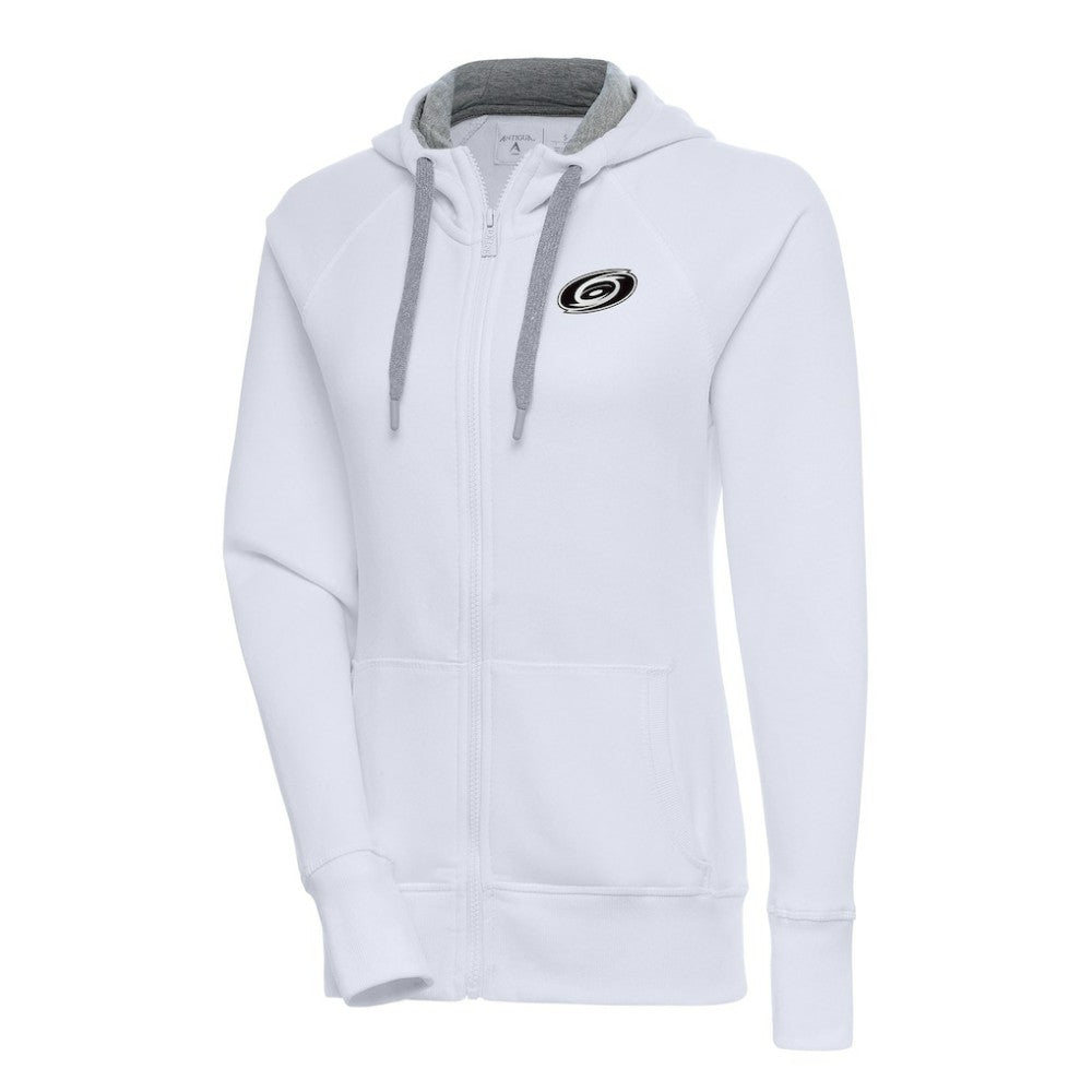 Carolina Hurricanes Antigua Women's Metallic Logo Victory Full-Zip Hoodie - White - NHL 200544869