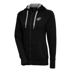Carolina Hurricanes Antigua Women's Metallic Logo Victory Full-Zip Hoodie - Black - NHL 200544870
