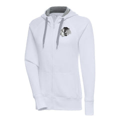 Chicago Blackhawks Antigua Women's Metallic Logo Victory Full-Zip Hoodie - White - NHL 200544874