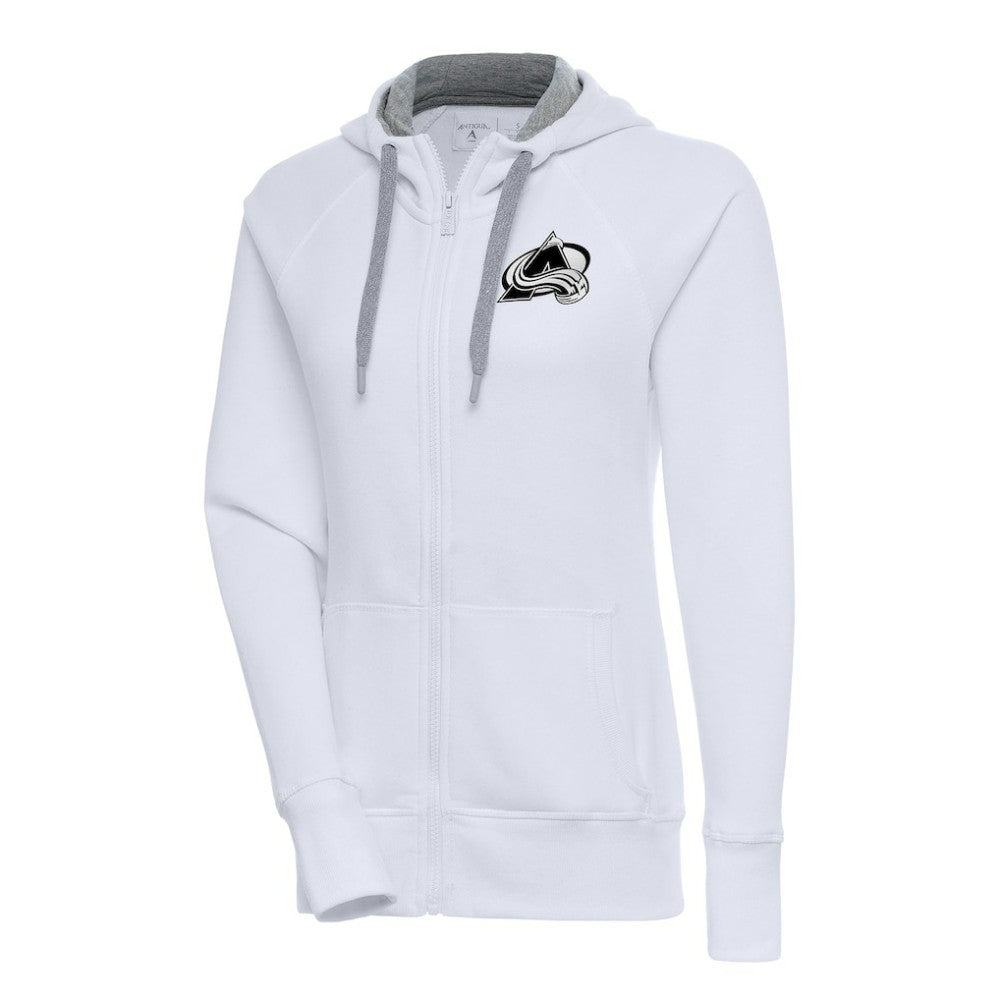 Colorado Avalanche Antigua Women's Metallic Logo Victory Full-Zip Hoodie - White - NHL 200544879