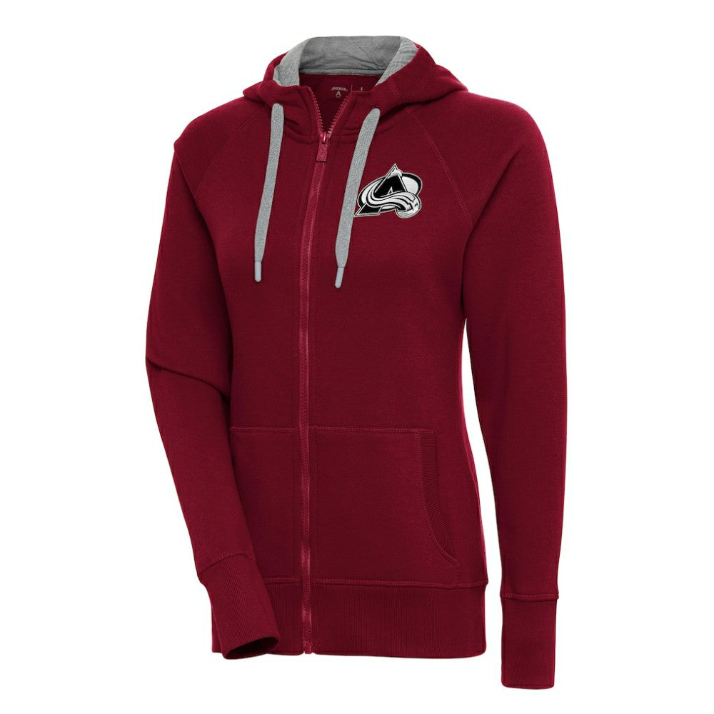 Colorado Avalanche Antigua Women's Metallic Logo Victory Full-Zip Hoodie - Burgundy - NHL 200544882