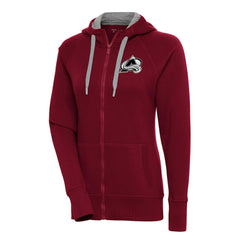Colorado Avalanche Antigua Women's Metallic Logo Victory Full-Zip Hoodie - Burgundy - NHL 200544882