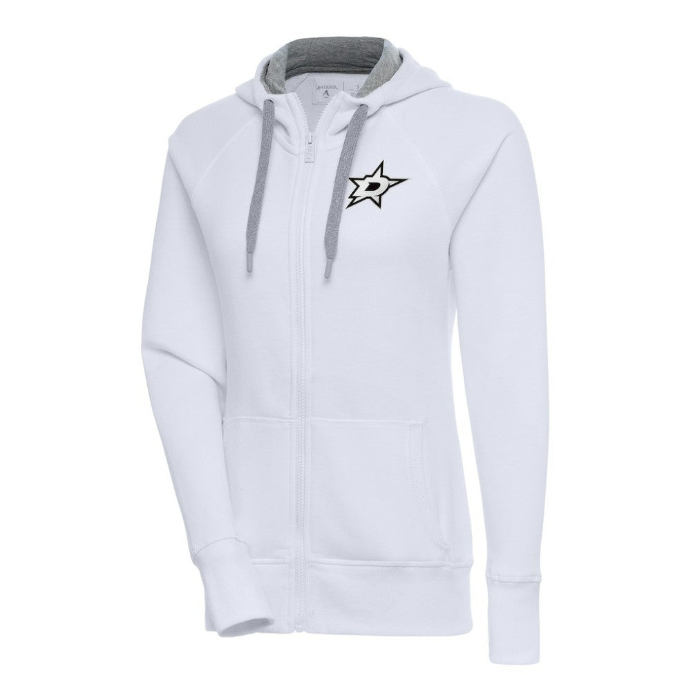 Dallas Stars Antigua Women's Metallic Logo Victory Full-Zip Hoodie - White - NHL 200544884