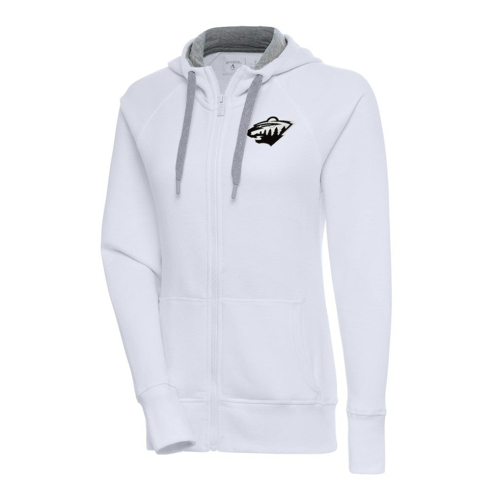 Minnesota Wild Antigua Women's Metallic Logo Victory Full-Zip Hoodie - White - NHL 200544894