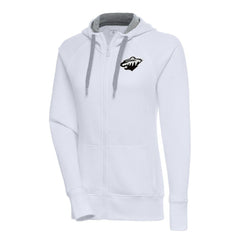 Minnesota Wild Antigua Women's Metallic Logo Victory Full-Zip Hoodie - White - NHL 200544894