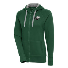 Minnesota Wild Antigua Women's Metallic Logo Victory Full-Zip Hoodie - Green - NHL 200544897