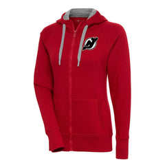 New Jersey Devils Antigua Women's Metallic Logo Victory Full-Zip Hoodie - Red - NHL 200544902