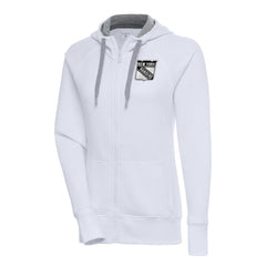 New York Rangers Antigua Women's Metallic Logo Victory Full-Zip Hoodie - White - NHL 200544904
