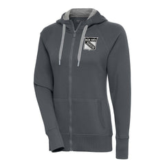 New York Rangers Antigua Women's Metallic Logo Victory Full-Zip Hoodie - Charcoal - NHL 200544908