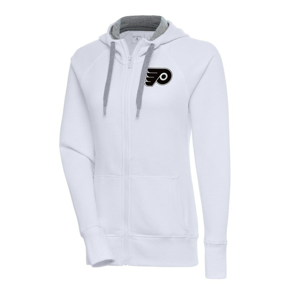 Philadelphia Flyers Antigua Women's Metallic Logo Victory Full-Zip Hoodie - White - NHL 200544909