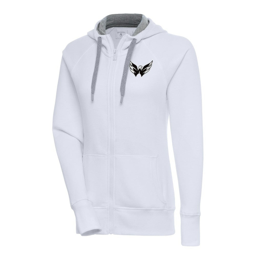 Washington Capitals Antigua Women's Metallic Logo Victory Full-Zip Hoodie - White - NHL 200544938
