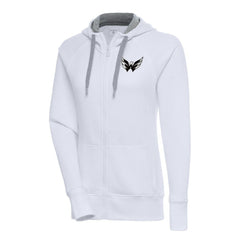 Washington Capitals Antigua Women's Metallic Logo Victory Full-Zip Hoodie - White - NHL 200544938