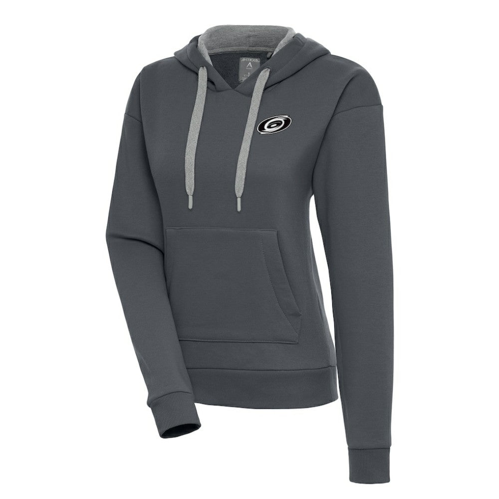 Carolina Hurricanes Antigua Women's Metallic Logo Victory Pullover Hoodie - Charcoal - NHL 200545003