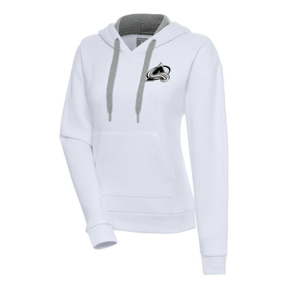 Colorado Avalanche Antigua Women's Metallic Logo Victory Pullover Hoodie - White - NHL 200545014