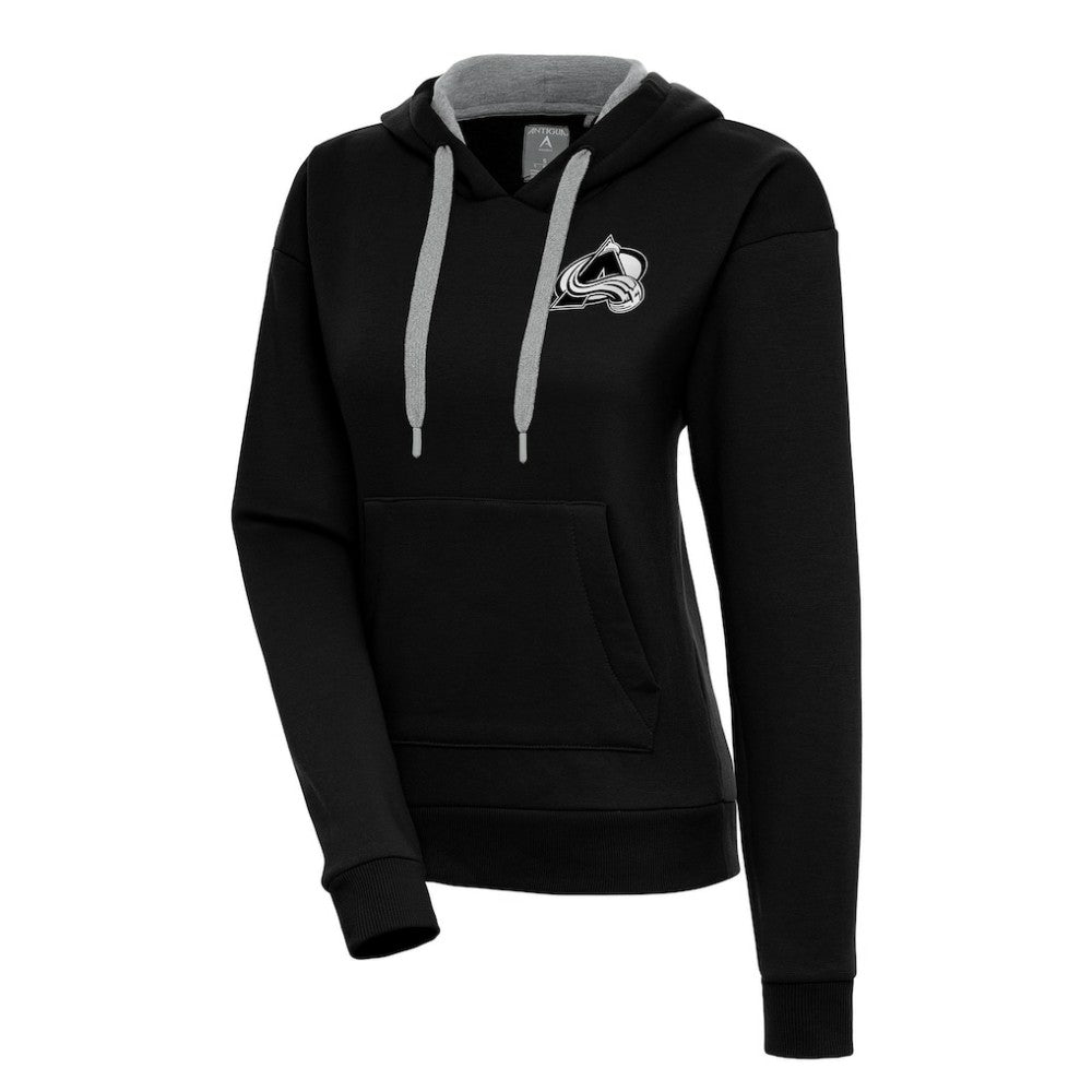 Colorado Avalanche Antigua Women's Metallic Logo Victory Pullover Hoodie - Black - NHL 200545016