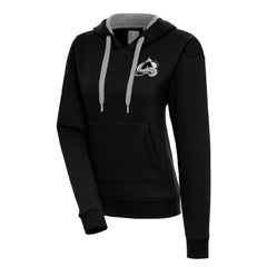 Colorado Avalanche Antigua Women's Metallic Logo Victory Pullover Hoodie - Black - NHL 200545016