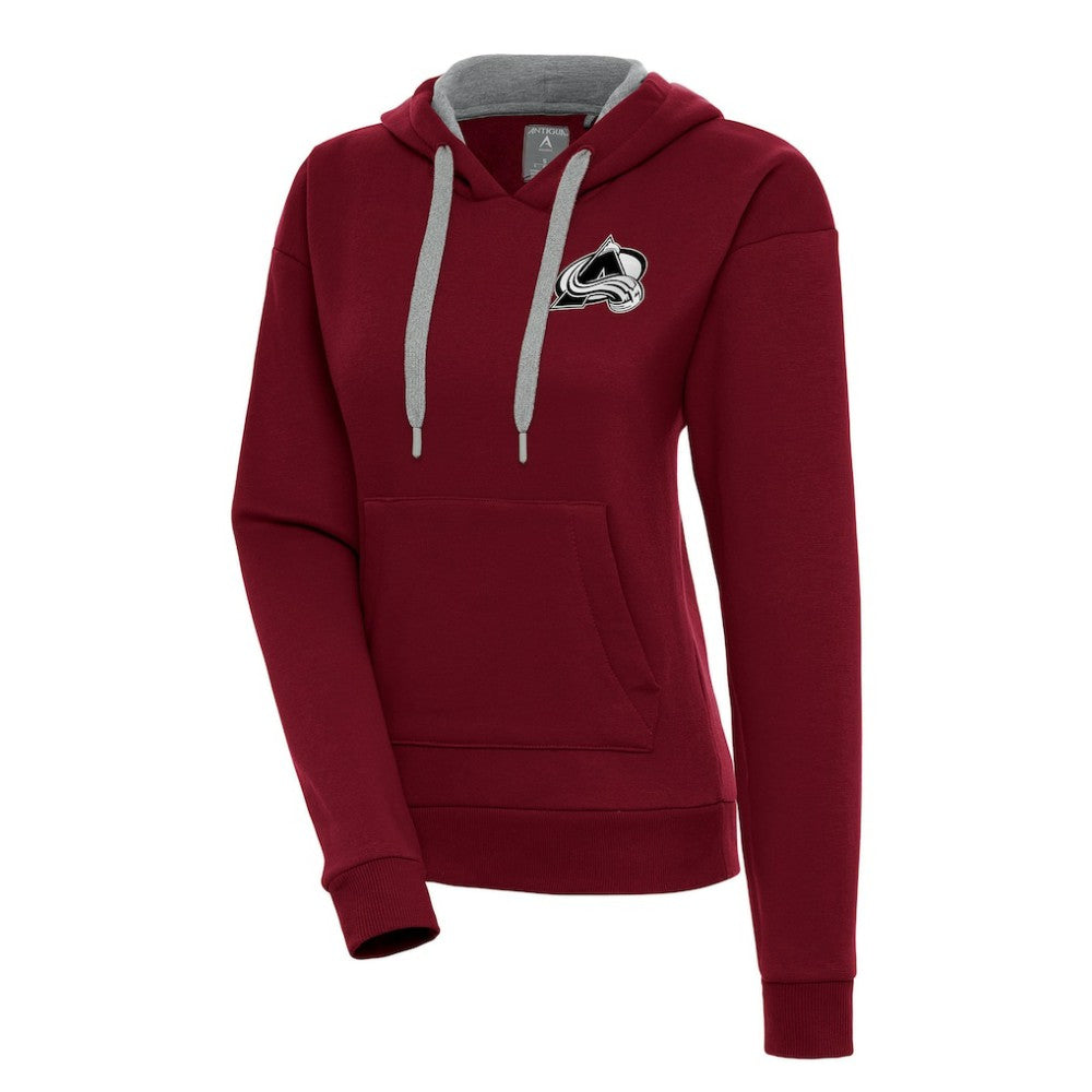 Colorado Avalanche Antigua Women's Metallic Logo Victory Pullover Hoodie - Burgundy - NHL 200545020