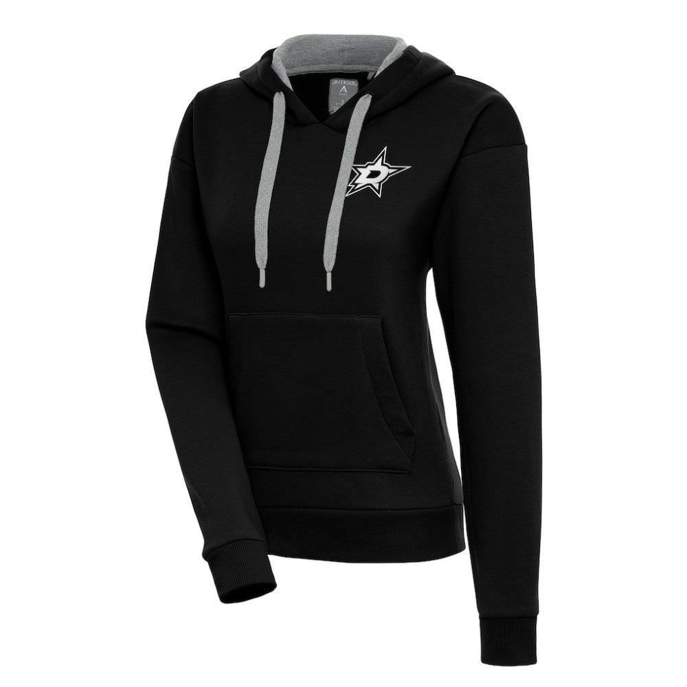 Dallas Stars Antigua Women's Metallic Logo Victory Pullover Hoodie - Black - NHL 200545027