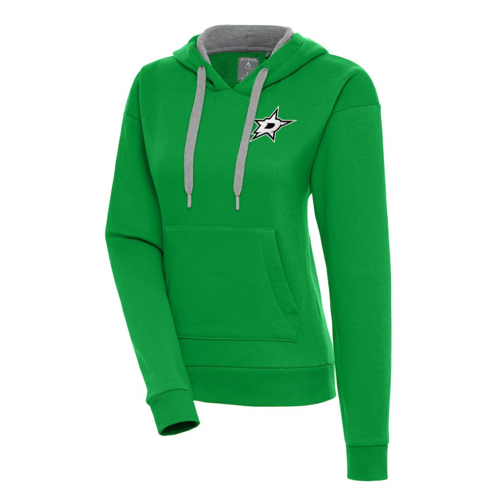 Dallas Stars Antigua Women's Metallic Logo Victory Pullover Hoodie - Kelly Green - NHL 200545029