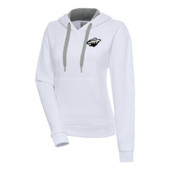 Minnesota Wild Antigua Women's Metallic Logo Victory Pullover Hoodie - White - NHL 200545036