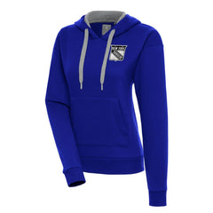 New York Rangers Antigua Women's Metallic Logo Victory Pullover Hoodie - Blue - NHL 200545049