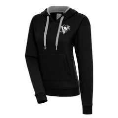 Pittsburgh Penguins Antigua Women's Metallic Logo Victory Pullover Hoodie - Black - NHL 200545057