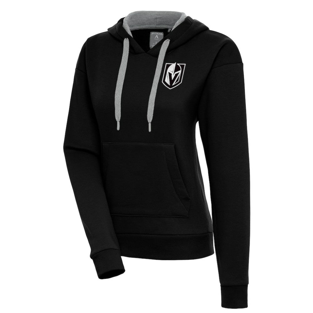 Vegas Golden Knights Antigua Women's Metallic Logo Victory Pullover Hoodie - Black - NHL 200545077