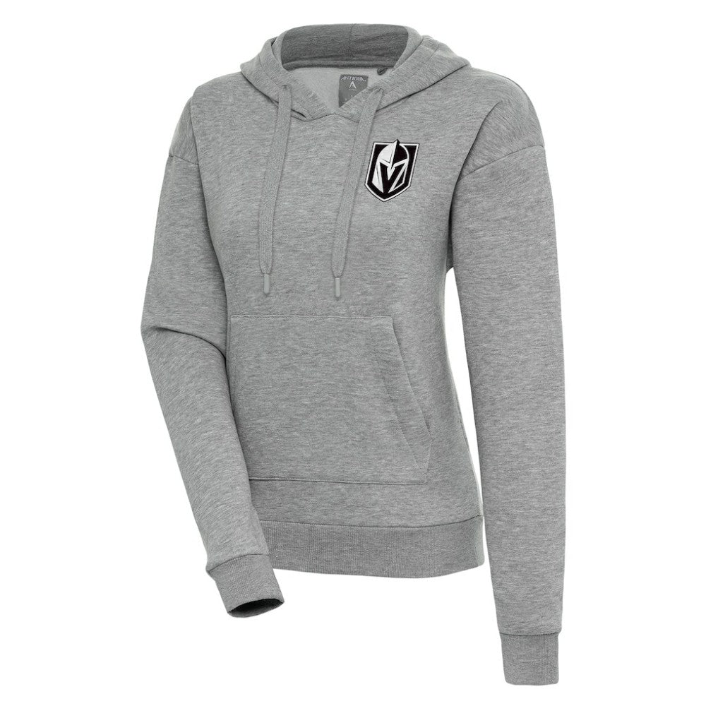 Vegas Golden Knights Antigua Women's Metallic Logo Victory Pullover Hoodie - Heather Gray - NHL 200545078