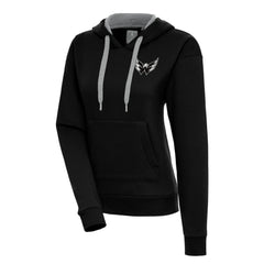 Washington Capitals Antigua Women's Metallic Logo Victory Pullover Hoodie - Black - NHL 200545081