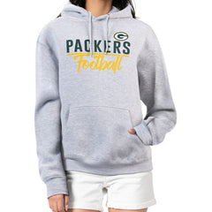 Green Bay Packers G-III 4Her by Carl Banks Women's Graphic Fleece Pullover Hoodie Heather Gray