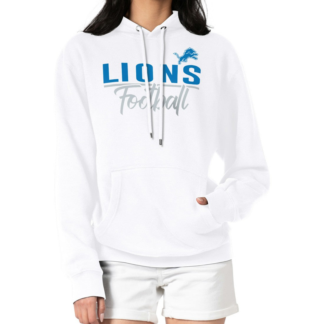 Detroit Lions G-III 4Her by Carl Banks Women's Graphic Fleece Pullover Hoodie White